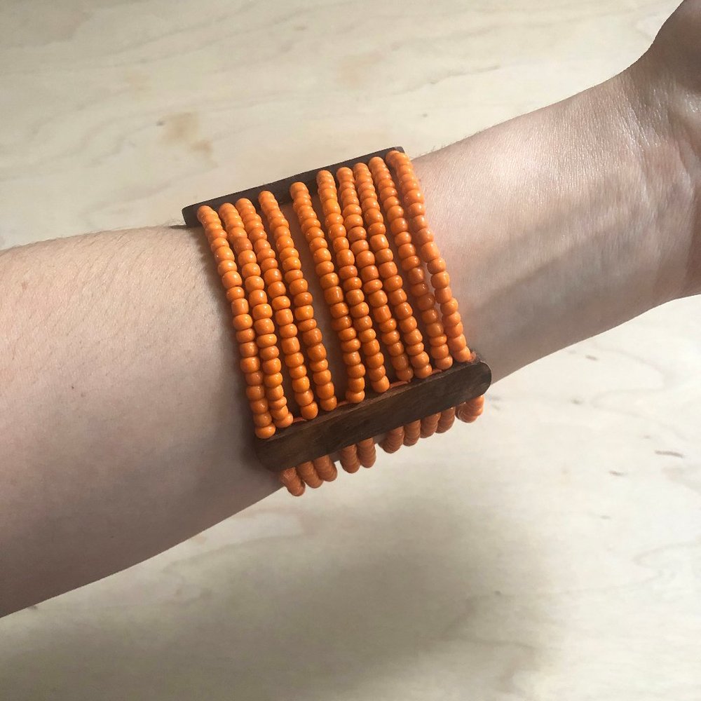 Glass and Wooden Beaded Bracelet